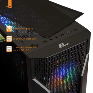 Корпус Frime Legion Black USB 3.0 без БЖ (Legion-U3-GLS-4DTRMLT16.6WP) UA