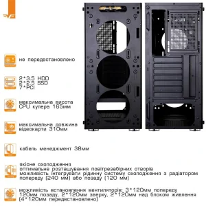 Корпус Frime Legion Black USB 3.0 без БЖ (Legion-U3-GLS-4DTRMLT16.6WP) UA