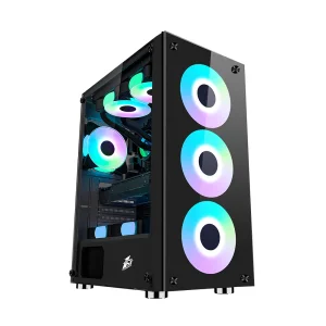Корпус 1stPlayer V7-4F1 Color LED Black без БЖ UA