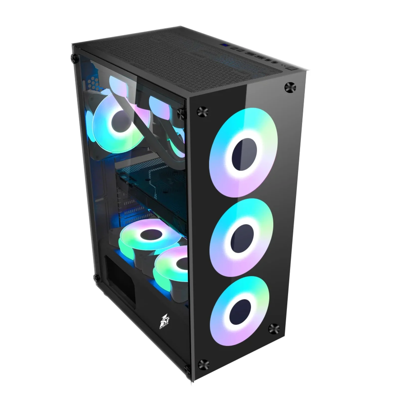 Корпус 1stPlayer V7-4F1 Color LED Black без БЖ UA