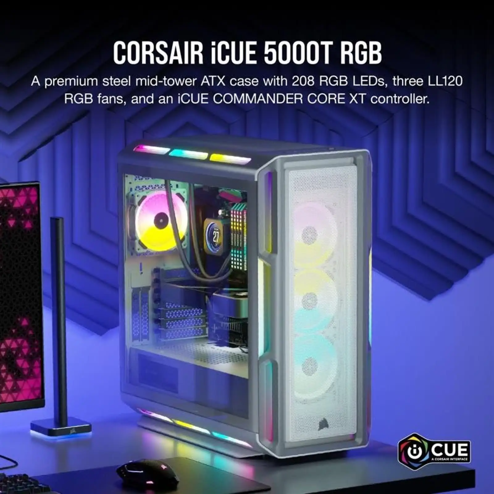 Корпус Corsair iCUE 5000T RGB Tempered Glass White (CC-9011231-WW) без БЖ UA