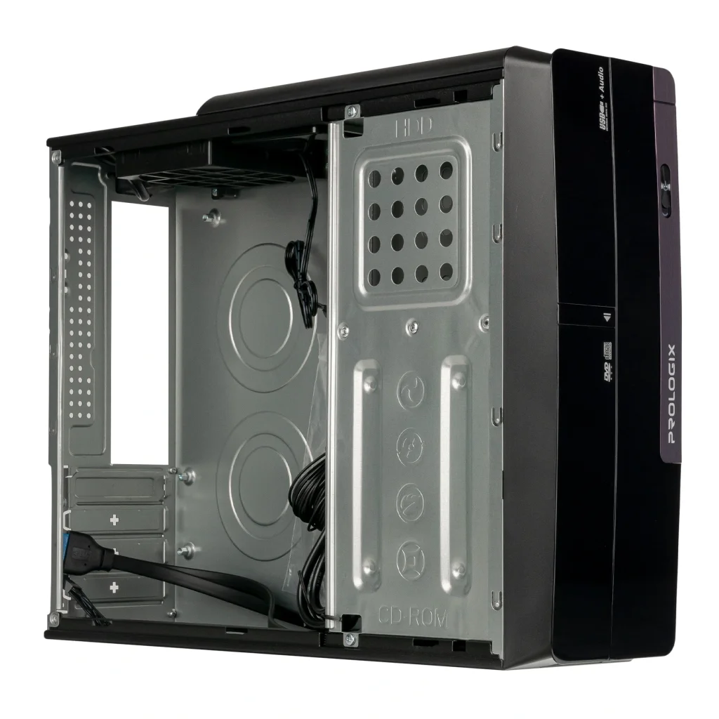 Корпус Prologix E106 Slim 400W 8cm, 2хUSB3.0, Black Door UA