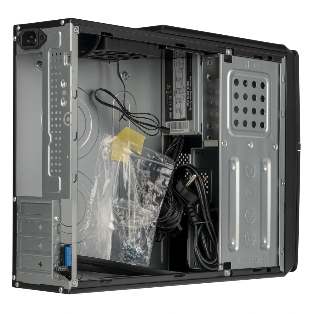 Корпус Prologix E106 Slim 400W 8cm, 2хUSB3.0, Black Door UA