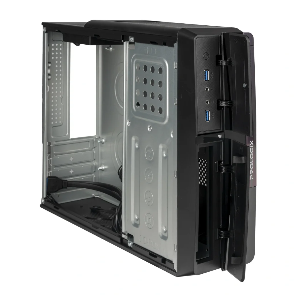 Корпус Prologix E106 Slim 400W 8cm, 2хUSB3.0, Black Door UA