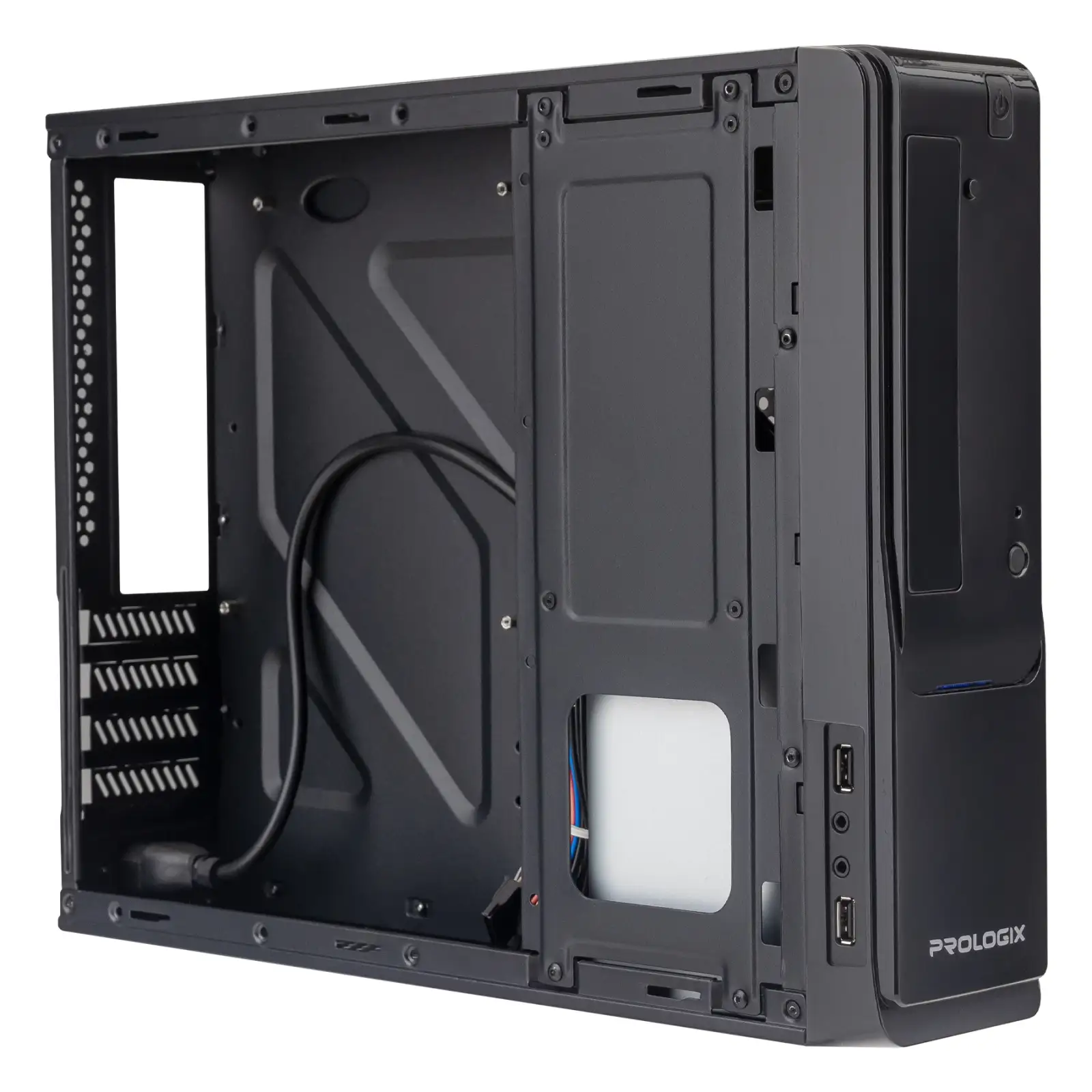 Корпус Prologix E100 Slim 400W 8cm, 2хUSB2.0, Black UA