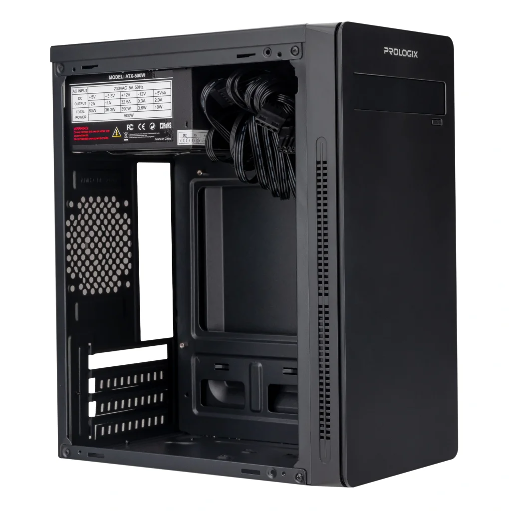 Корпус Prologix E101 500W 12см, 2xUSB3.0, Black UA