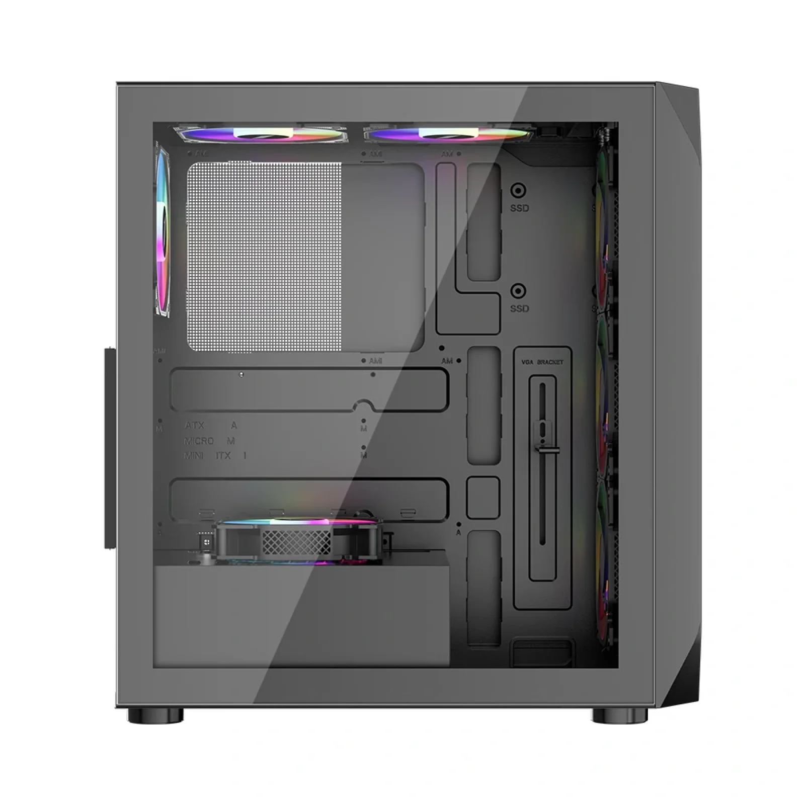 Корпус 1stPlayer AY7-BK-4F1 Black без БЖ UA