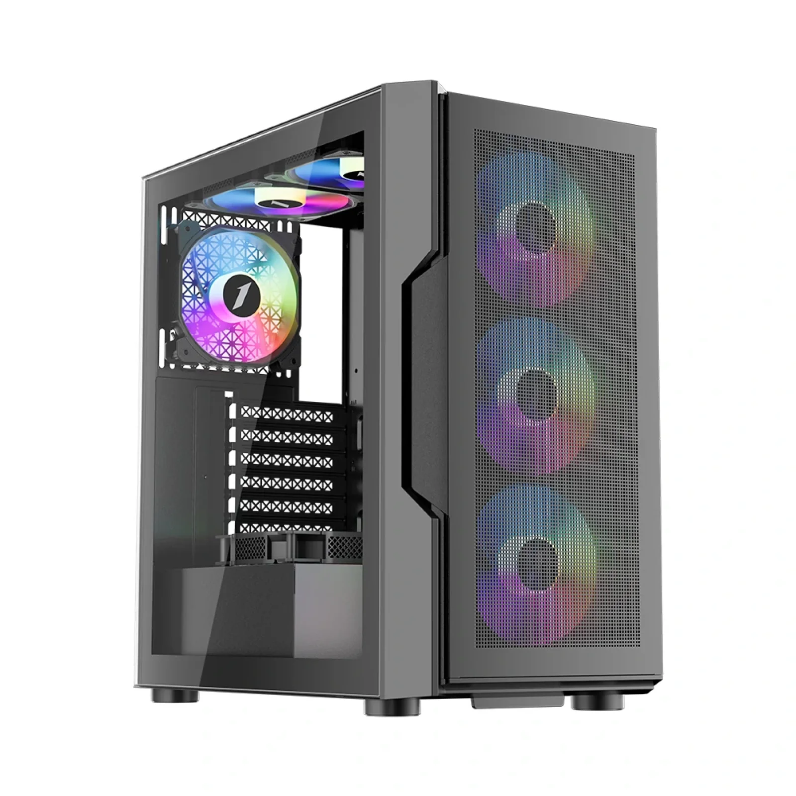 Корпус 1stPlayer T7-P-4F2(AP) Black без БП UA