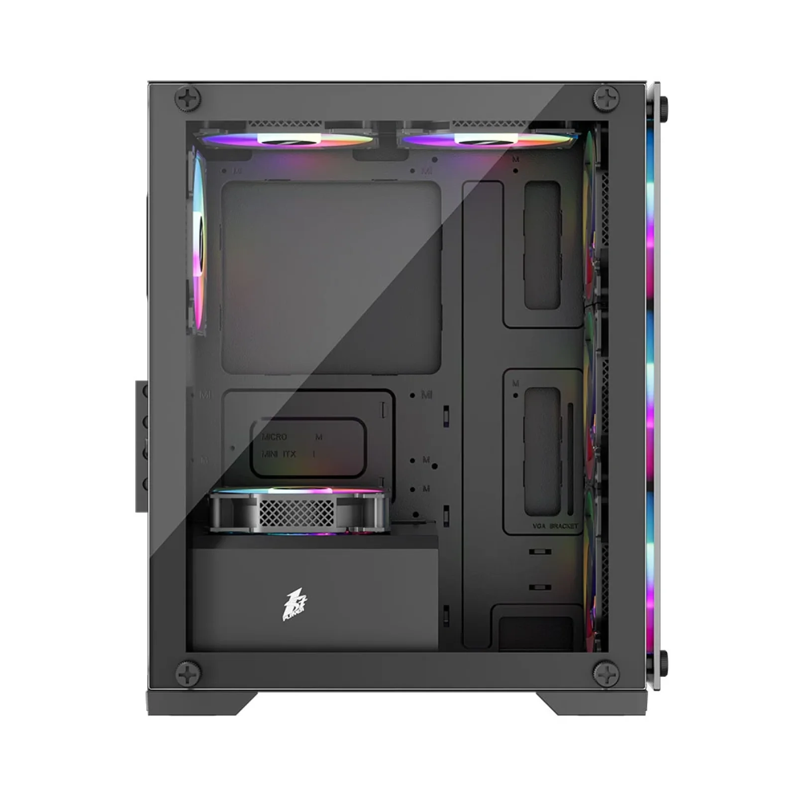 Корпус 1stPlayer X2-M-BK-4F1 Black без БЖ UA