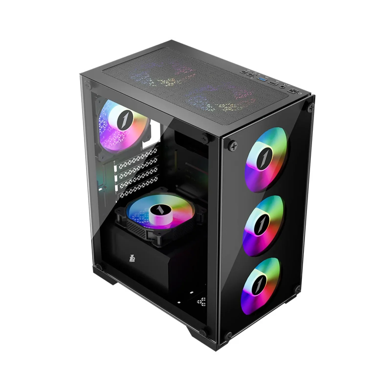 Корпус 1stPlayer X2-M-BK-4F1 Black без БЖ UA