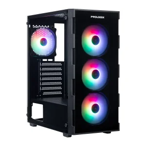 Корпус Prologix E114 Tempered Glass Black, E114 Black UA