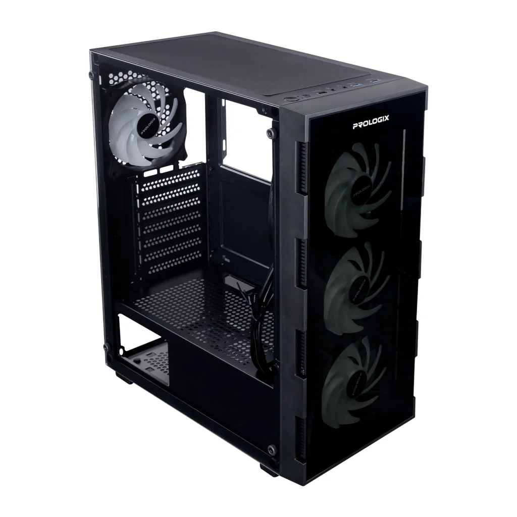 Корпус Prologix E114 Tempered Glass Black, E114 Black UA