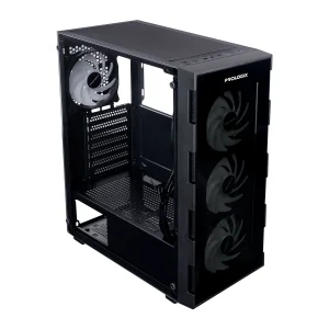 Корпус Prologix E114 Tempered Glass Black, E114 Black UA