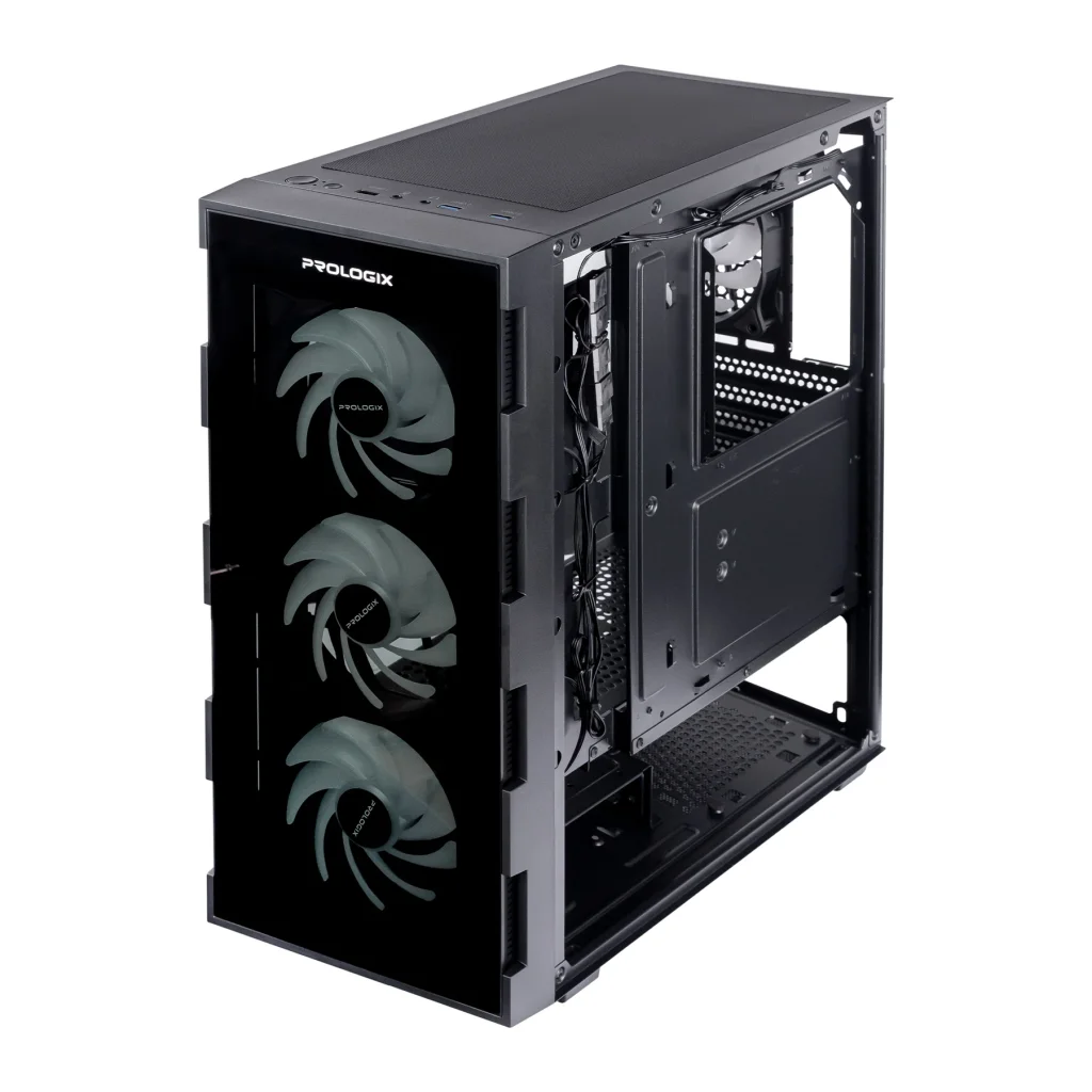 Корпус Prologix E114 Tempered Glass Black, E114 Black UA