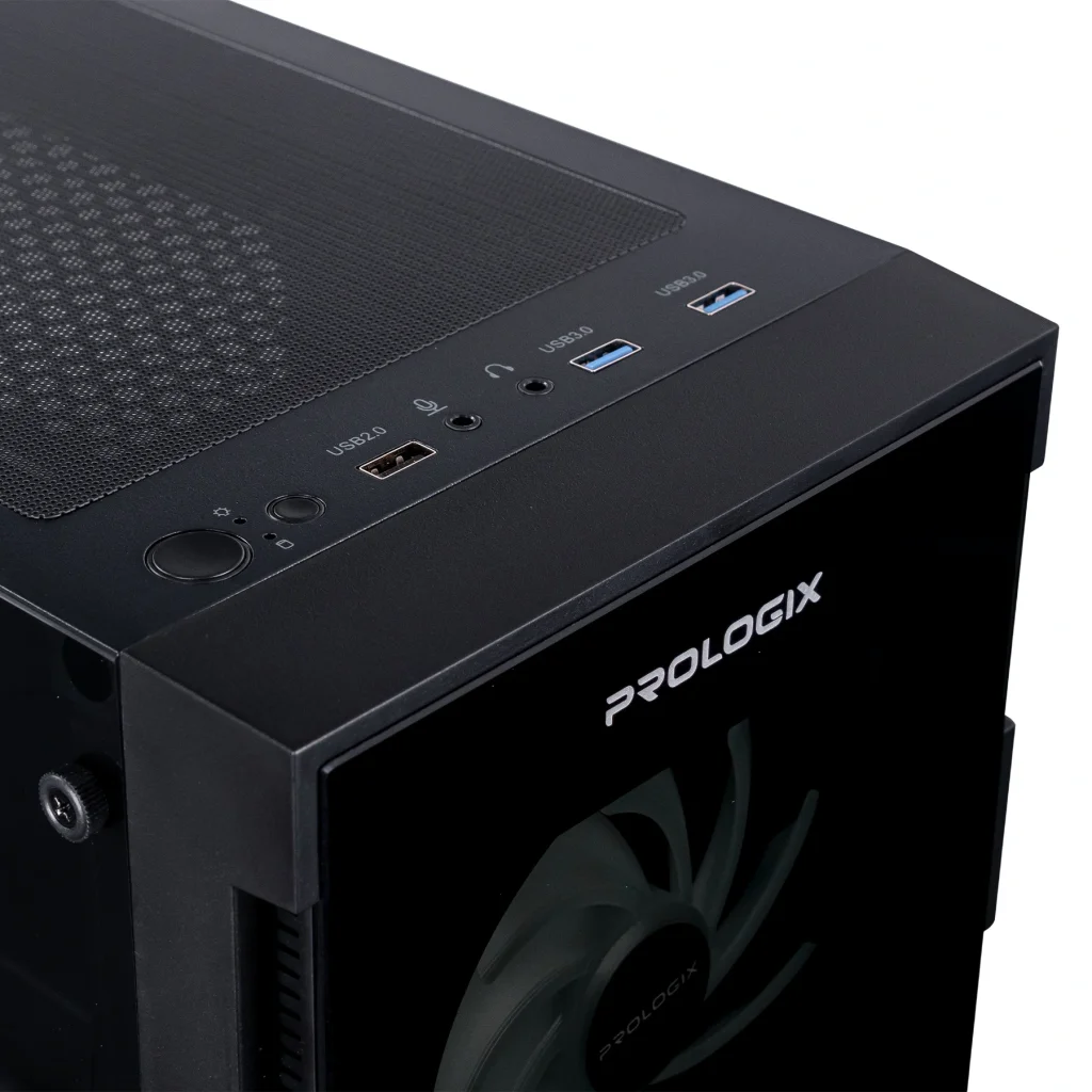 Корпус Prologix E114 Tempered Glass Black, E114 Black UA