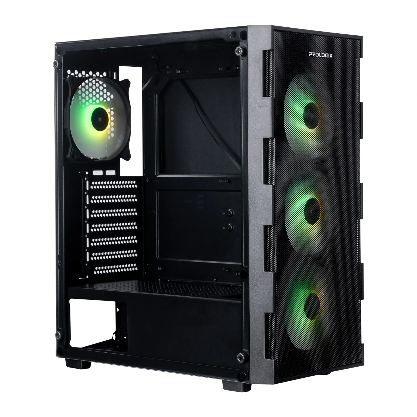 Корпус Prologix E115 Tempered Glass&Mesh Black, E115 Black UA