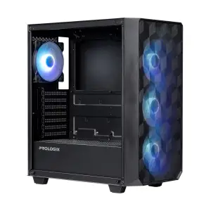 Корпус Prologix E120 Tempered Glass&Mesh Black, E120 Black UA