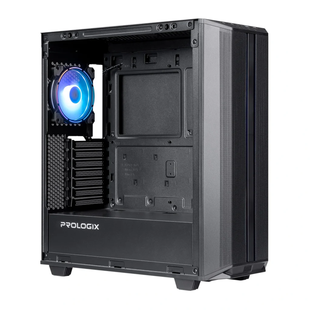 Корпус Prologix E122 Tempered Glass&Mesh Black, E122 Black UA