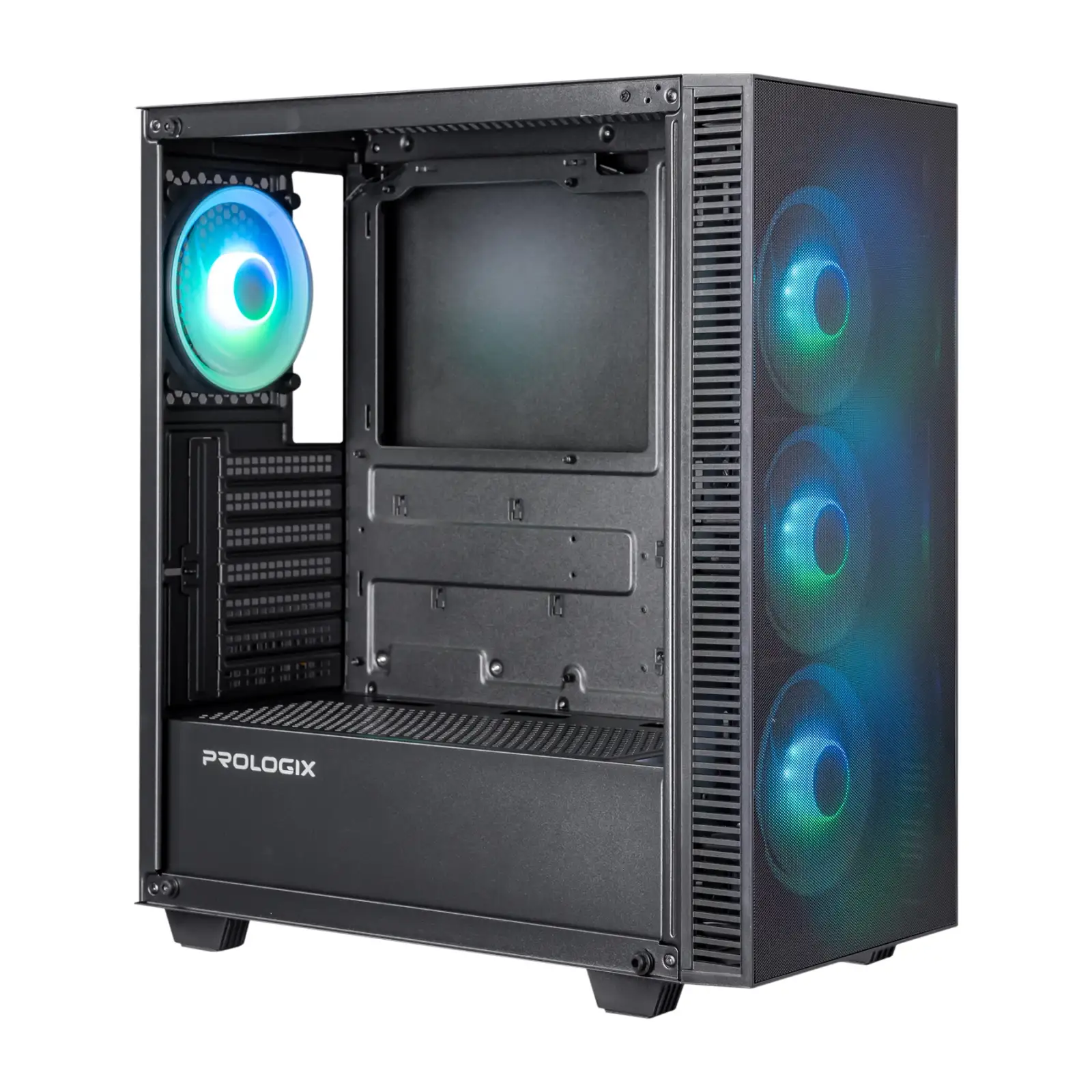 Корпус Prologix E123 Tempered Glass&Mesh Black, E123 Black UA