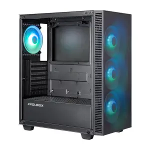Корпус Prologix E123 Tempered Glass&Mesh Black, E123 Black UA