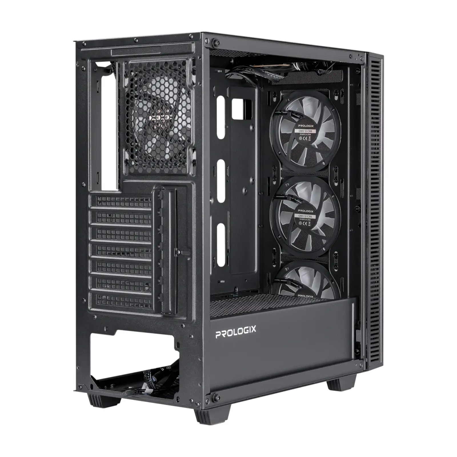 Корпус Prologix E123 Tempered Glass&Mesh Black, E123 Black UA