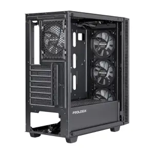 Корпус Prologix E123 Tempered Glass&Mesh Black, E123 Black UA