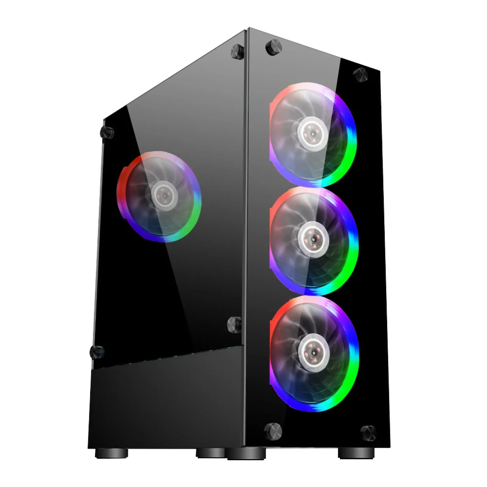 Корпус 1stPlayer Rainbow V2-A-4R1 Color LED Black без БЖ UA