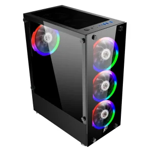 Корпус 1stPlayer Rainbow V2-A-4R1 Color LED Black без БЖ UA