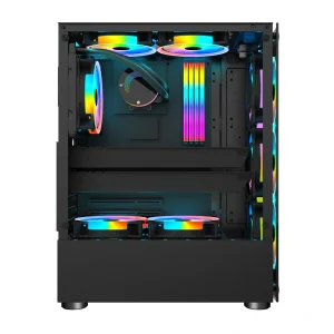 Корпус 1stPlayer Rainbow V2-A-4R1 Color LED Black без БЖ UA