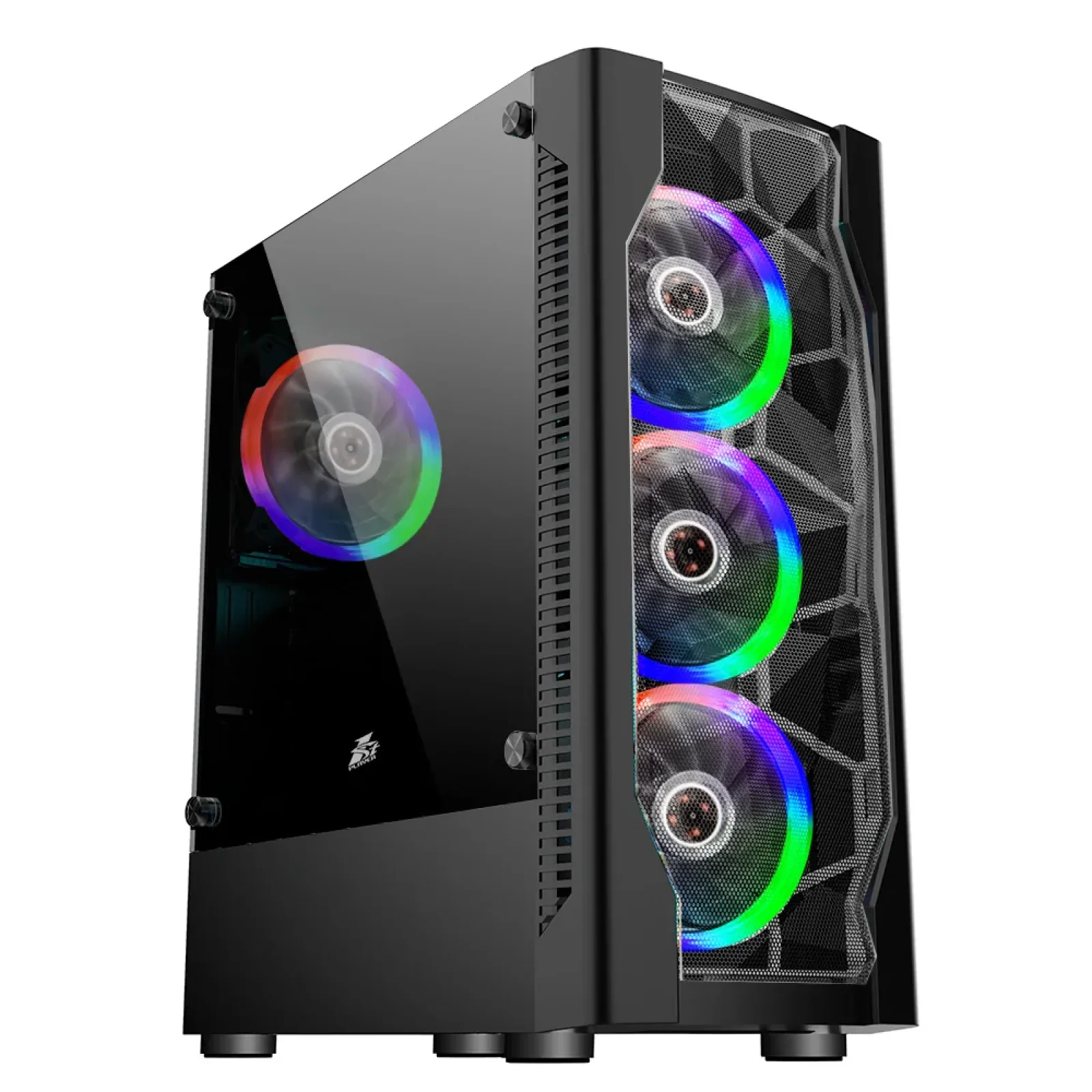 Корпус 1stPlayer D4-4R1-BK Color LED Black без БП UA
