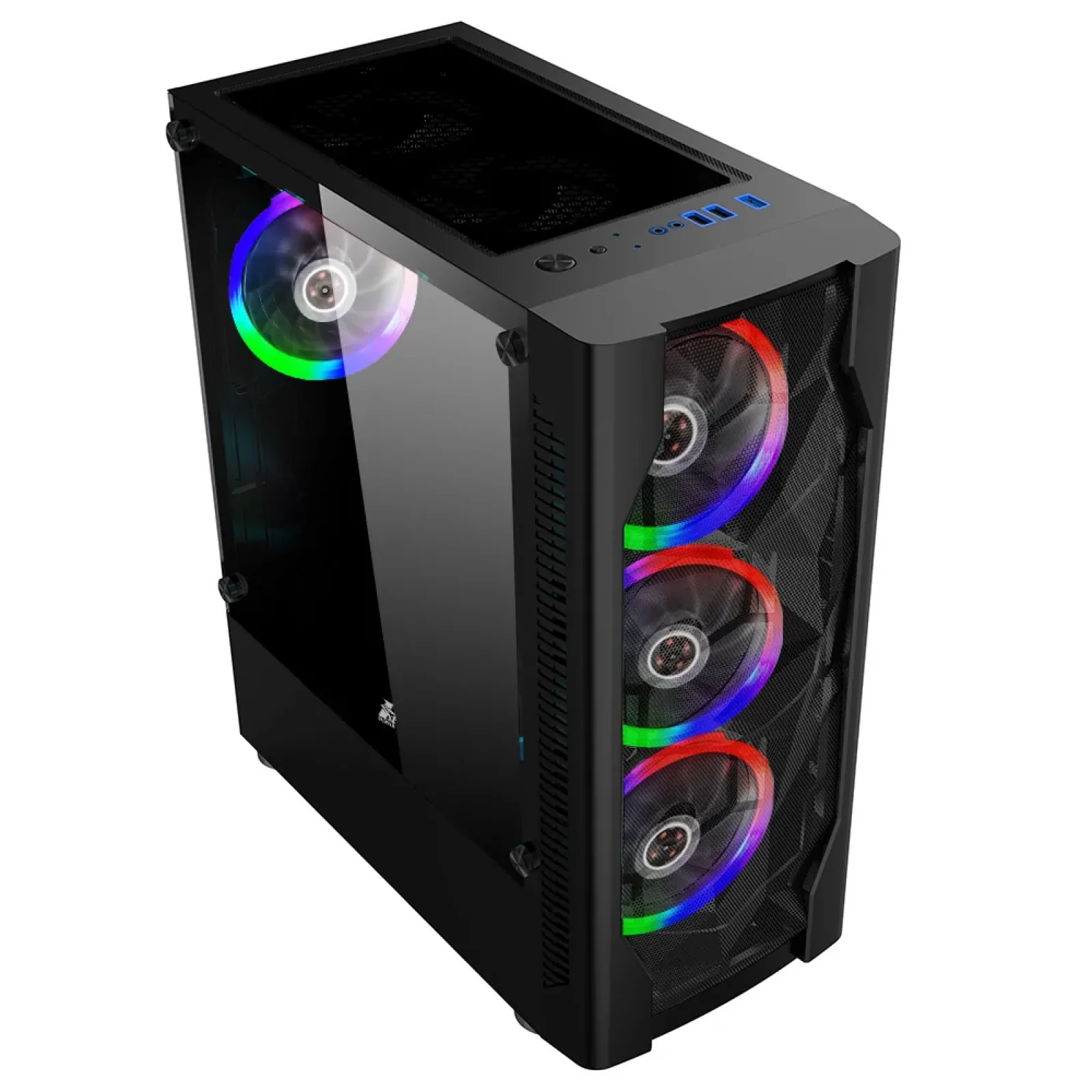 Корпус 1stPlayer D4-4R1-BK Color LED Black без БП UA