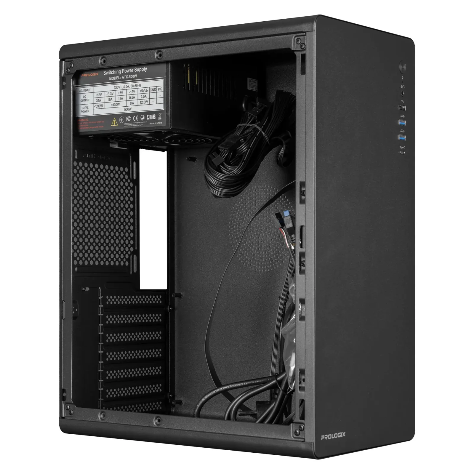 Корпус Prologix E127 500W Black UA