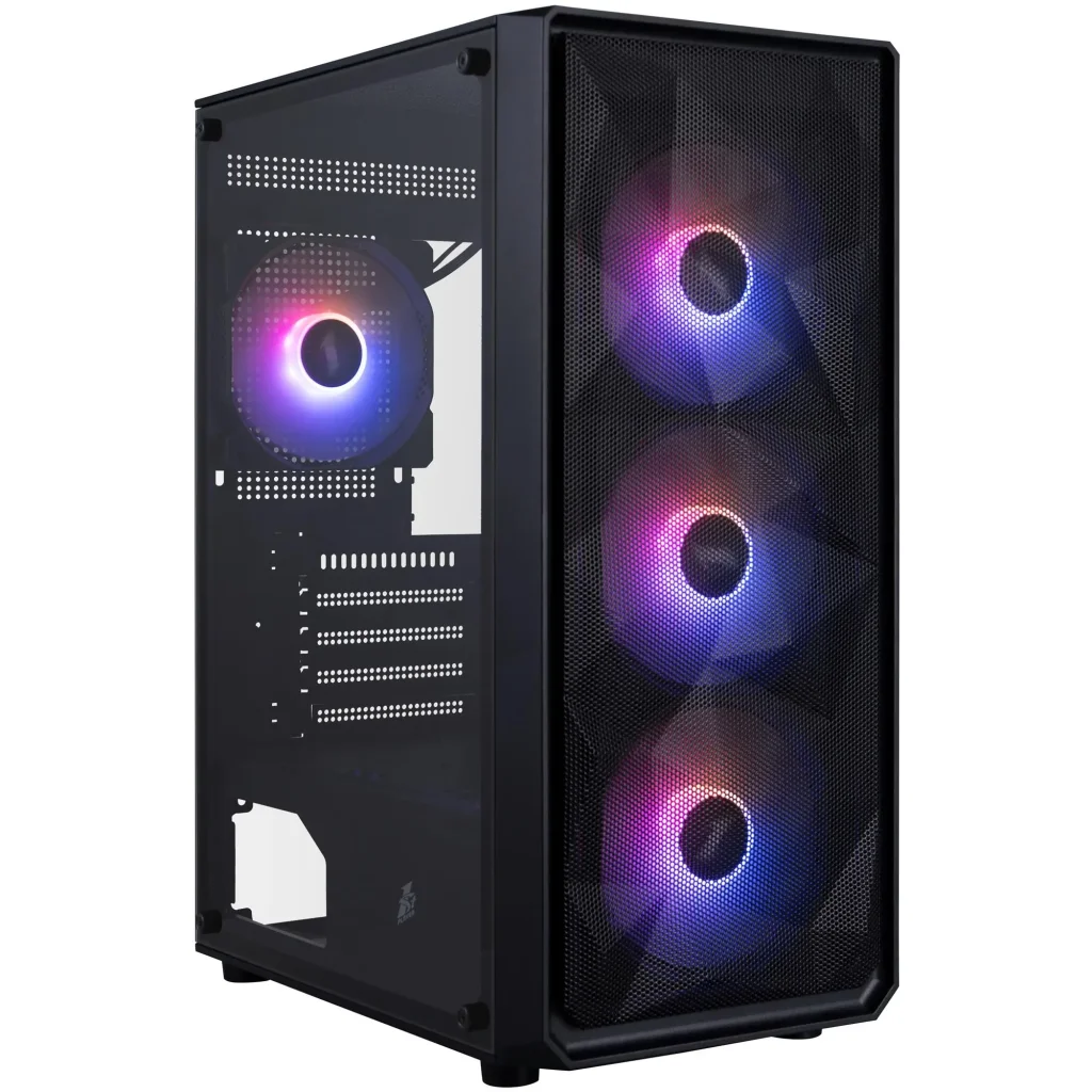 Корпус 1stPlayer FD3-M-BK-4F7 Black без БЖ UA