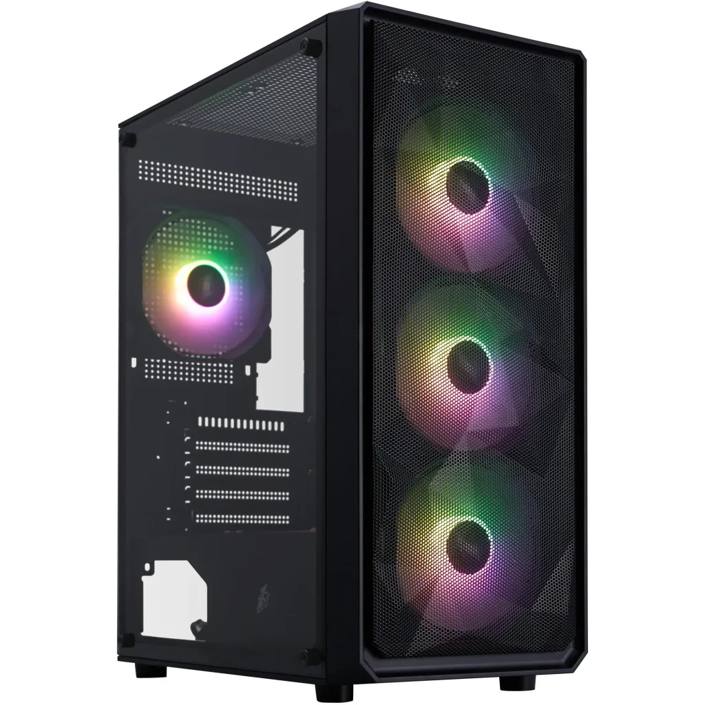 Корпус 1stPlayer FD3-M-BK-4F7 Black без БЖ UA