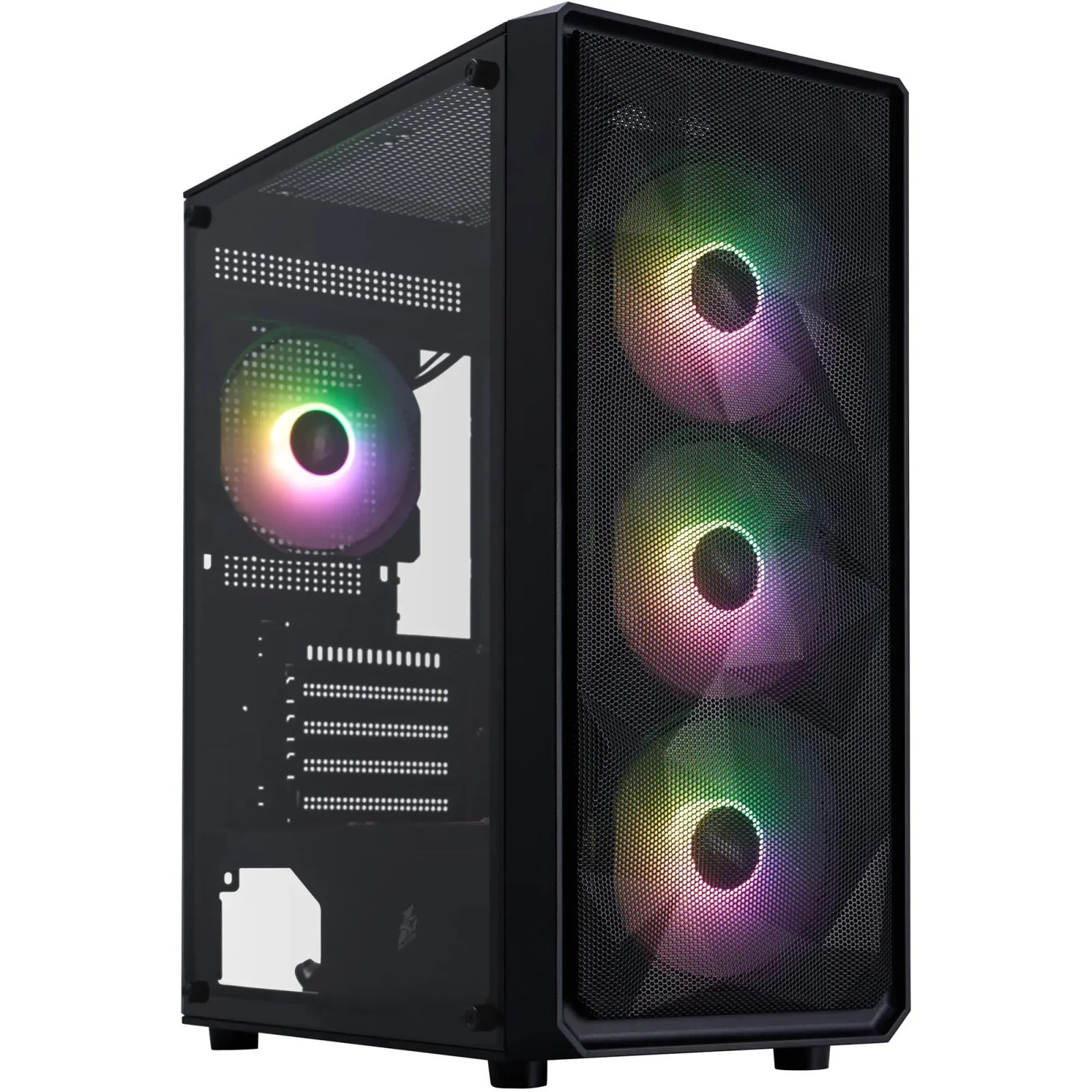 Корпус 1stPlayer FD3-M-BK-4F7 Black без БП UA