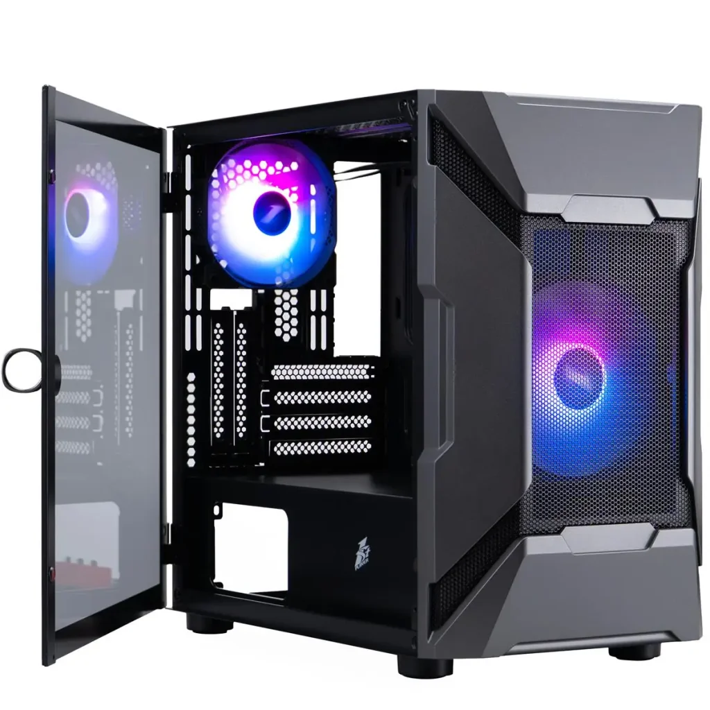 Корпус 1stPlayer D3-A-BK-1F7-14-1F7 Black без БП UA