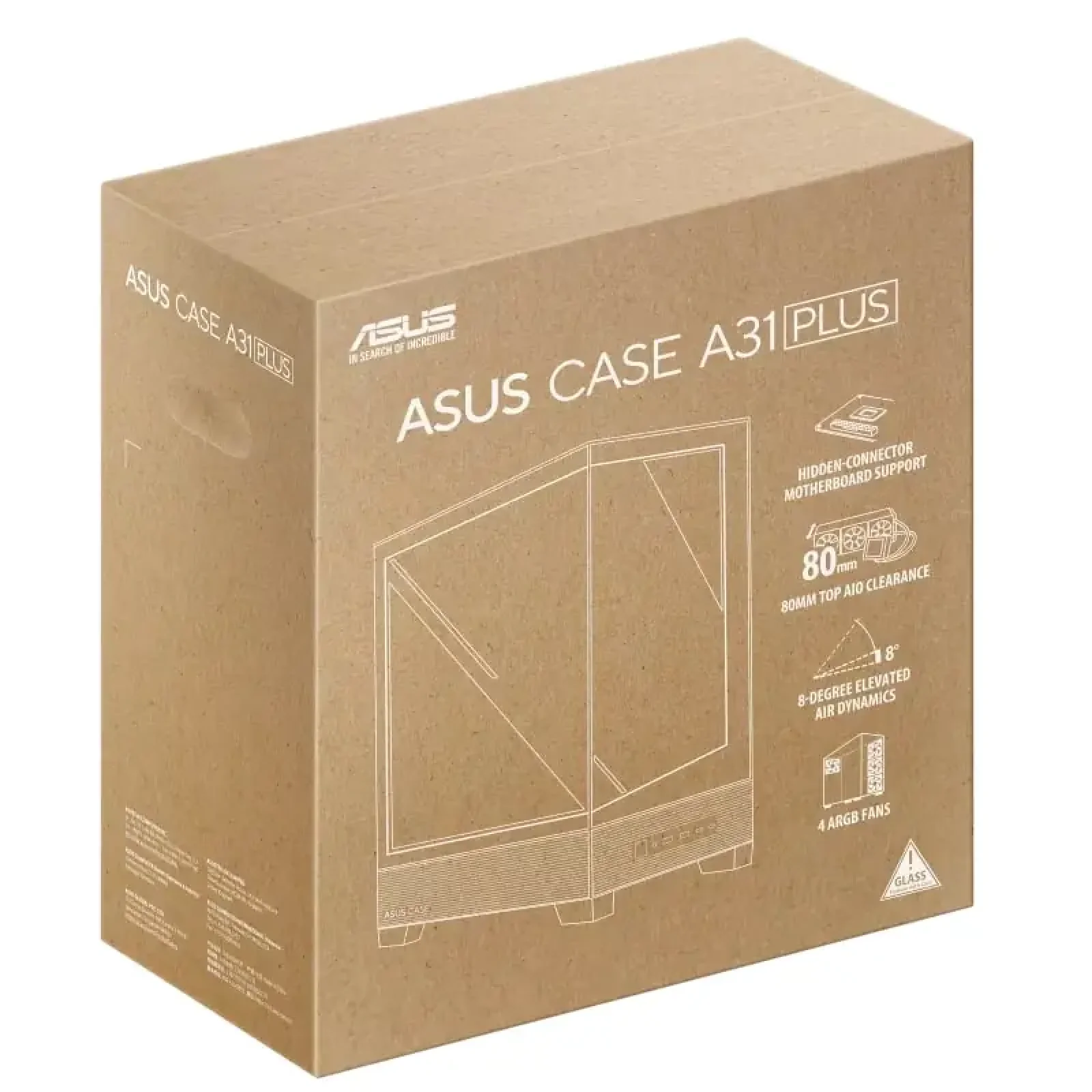 Корпус Asus A31 Plus White Tempered Glass без БП (90DC00R3-B19000) UA