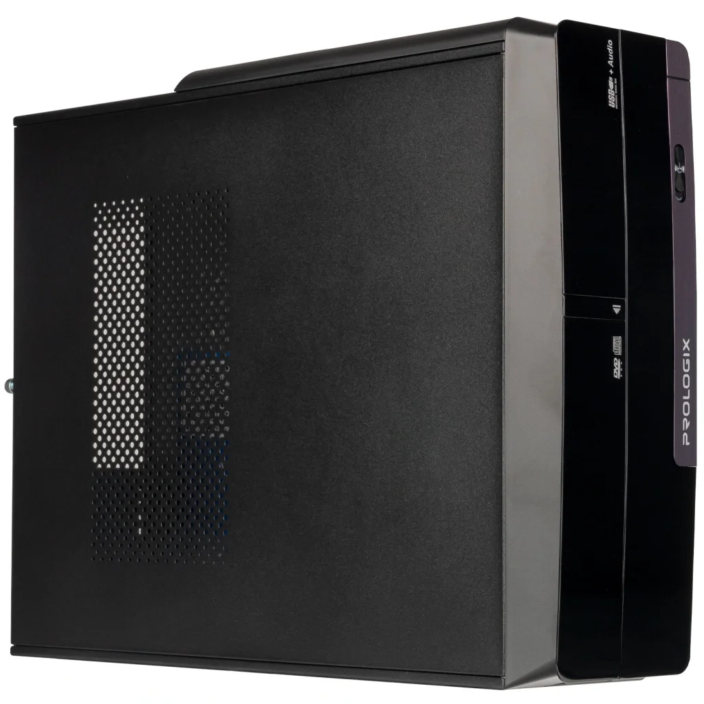 Корпус Prologix E106 Slim 400W 8cm, 2хUSB3.0, Black Door UA