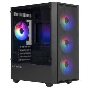 Корпус Prologix E107 Tempered Glass 1xUSB2.0, 2xUSB3.0, Black без БЖ UA