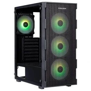 Корпус Prologix E115 Tempered Glass&Mesh Black, E115 Black UA