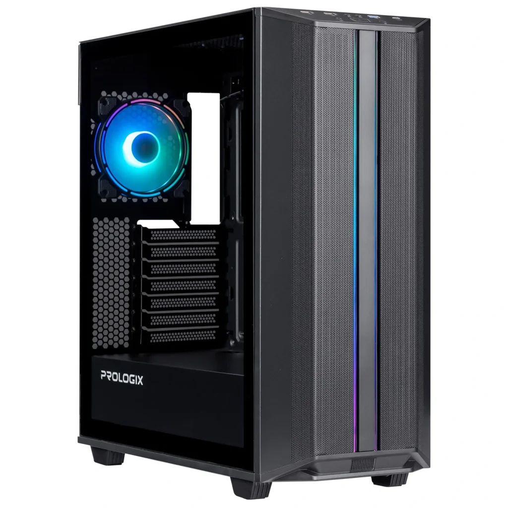 Корпус Prologix E122 Tempered Glass&Mesh Black, E122 Black UA