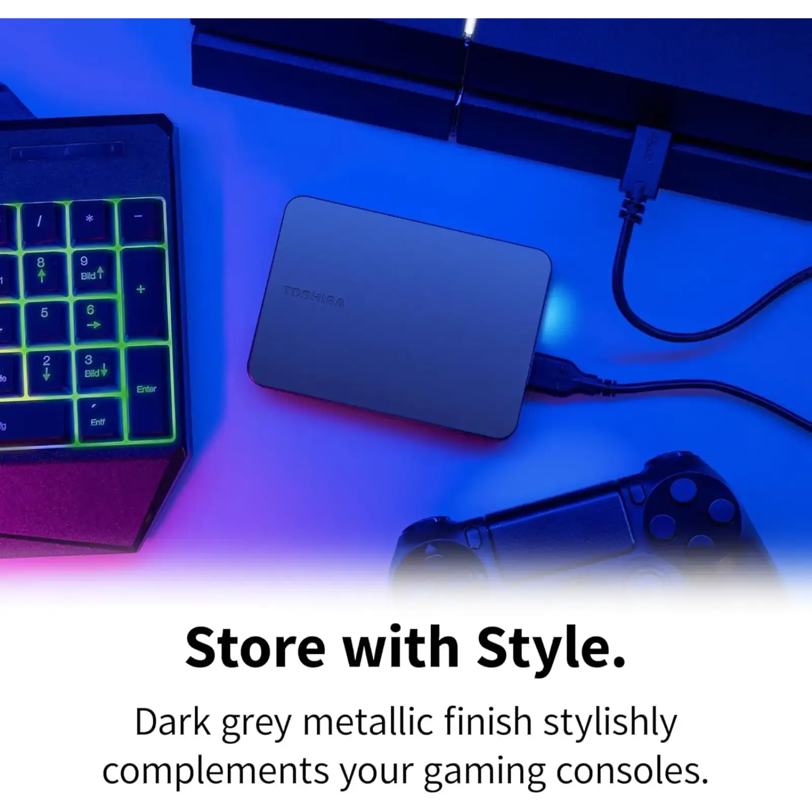 Зовнішній жорсткий диск HDD Toshiba Canvio Gaming Dark Grey 4 TB (HDTX240EK3CA) UA