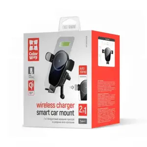 Держатель автомобильный+беспроводное ЗУ ColorWay AutoSense Car Wireless Charger 15W Black (CW-CHAW025Q-BK) UA