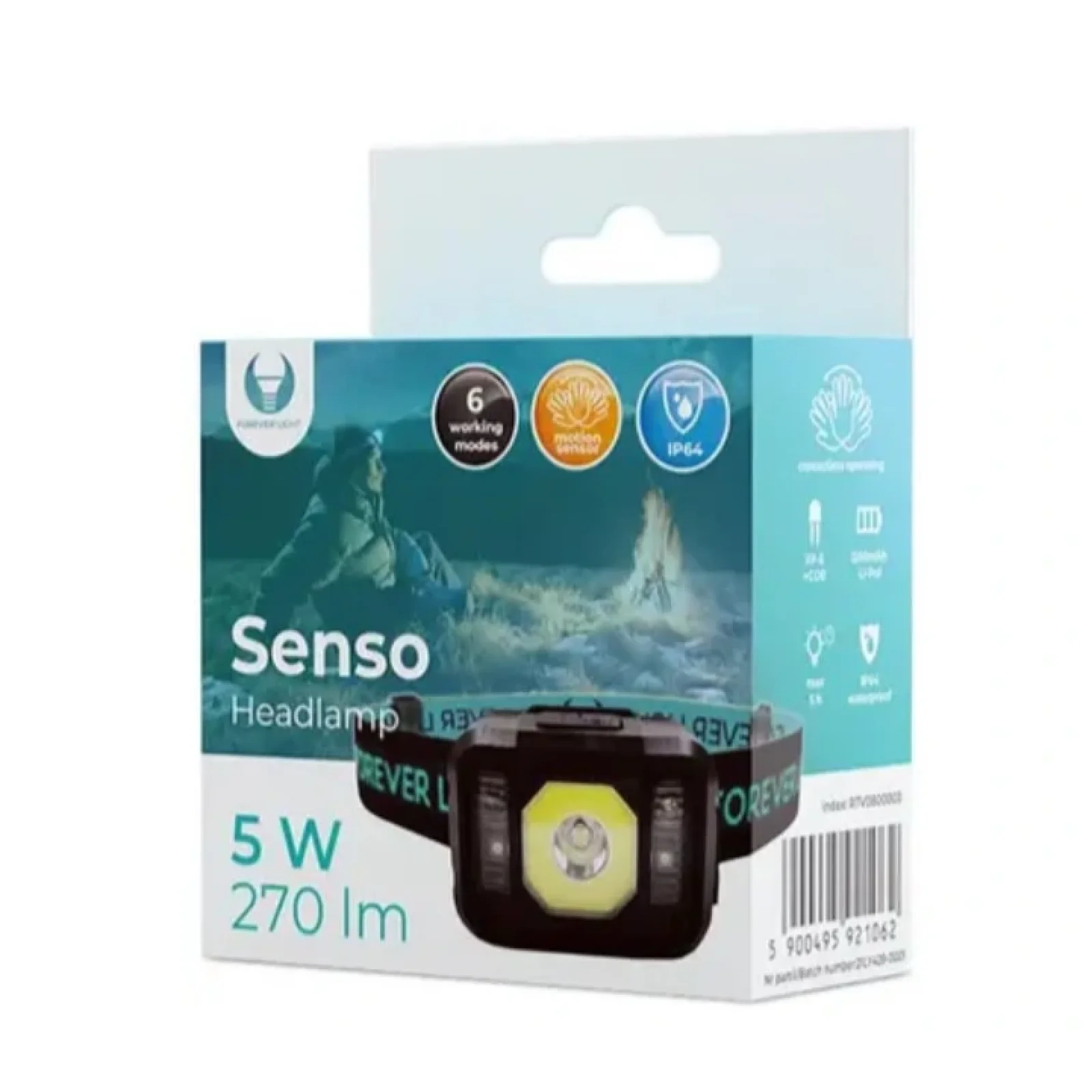 Налобный фонарик Forever Light Senso XP-E 3W + COB 3W with sensor 270lm 1200mAh Li-Pol (5900495921062) UA