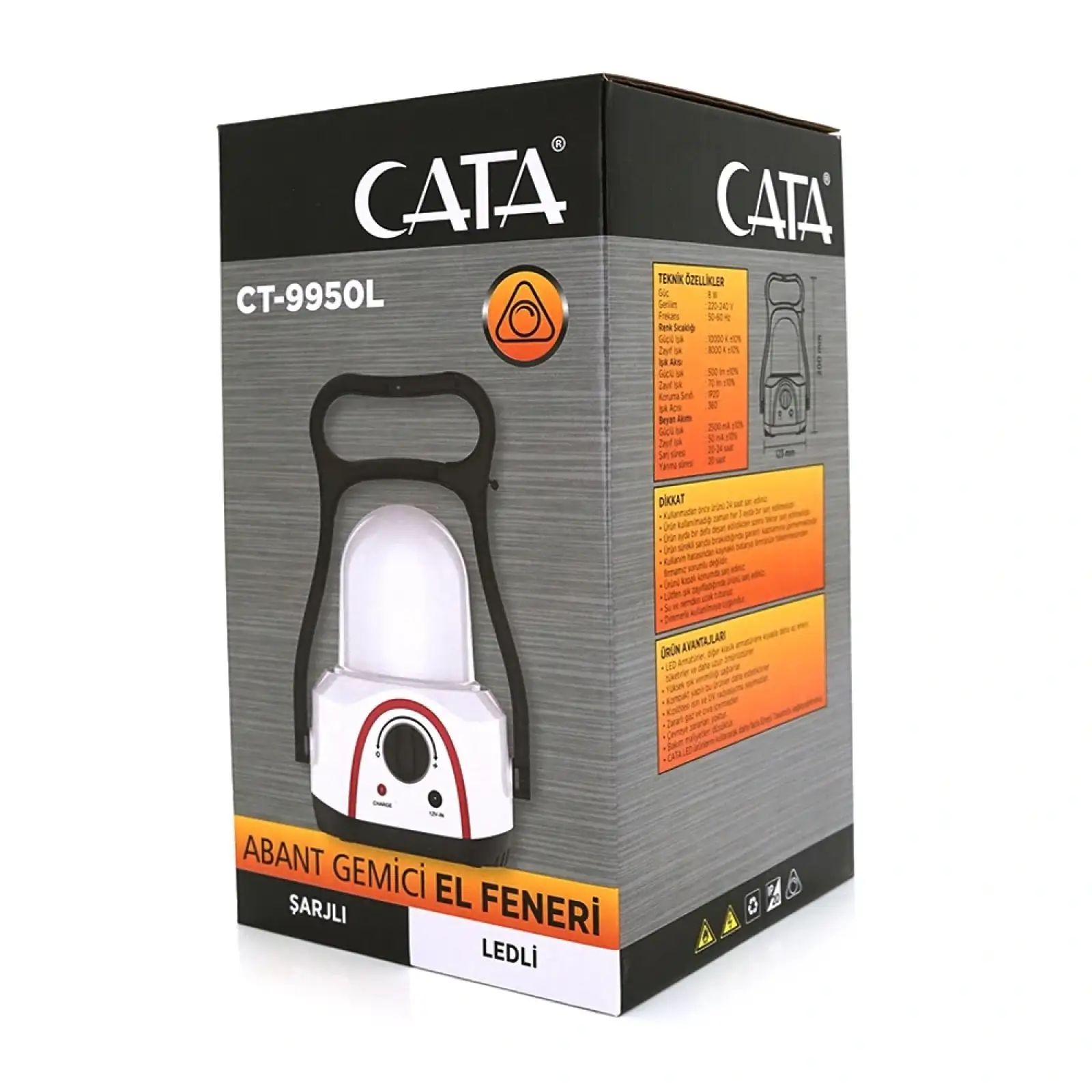 Переносний ліхтар Cata CT-9950L, 1 режим, диммер, вбудований акум, корпус пластик, кабель 220В, Box (CT-9950L/28612) UA