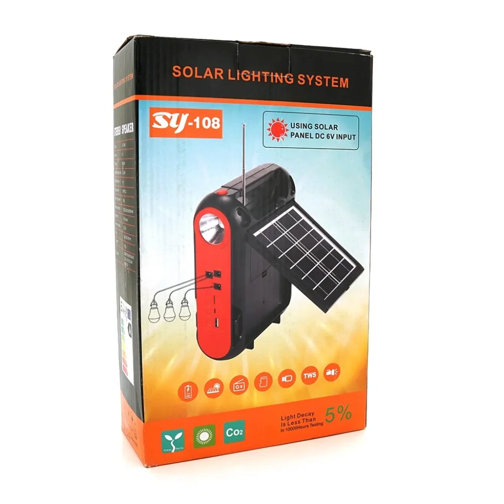 Переносной фонарь Voltronic JY-108+Solar+Радио, 2 режима, встроенный аккум, 3 лампочки, Box (JY-108+S/29338) UA
