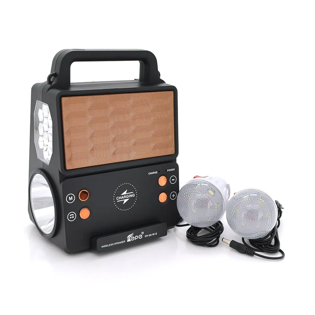 Переносной фонарь Voltronic Kensa FP-05-W-S-L+Solar+Bluetooth колонка, 3 режима, встроенный аккум, корпус прочный пластмасс, кабель 220В, Box (KENSA FP-05-W-S-L/28996) UA