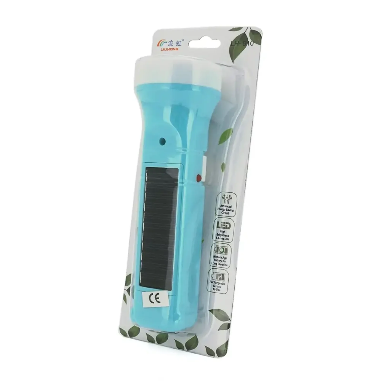 Ліхтарик ручний Voltronic LH-910+Solar, 1+1 режим, вбудований акум, 220B, Blister (LH-910/28954) UA
