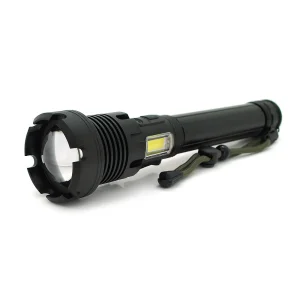 Ліхтарик ручний Voltronic XHP90, 45W, бічний світлодіод, 7 режимів, ZOOM,2х18650/6200mah, Black, IP40, кабель USB- Type-С, 260х60х35мм, BOX (28601) UA