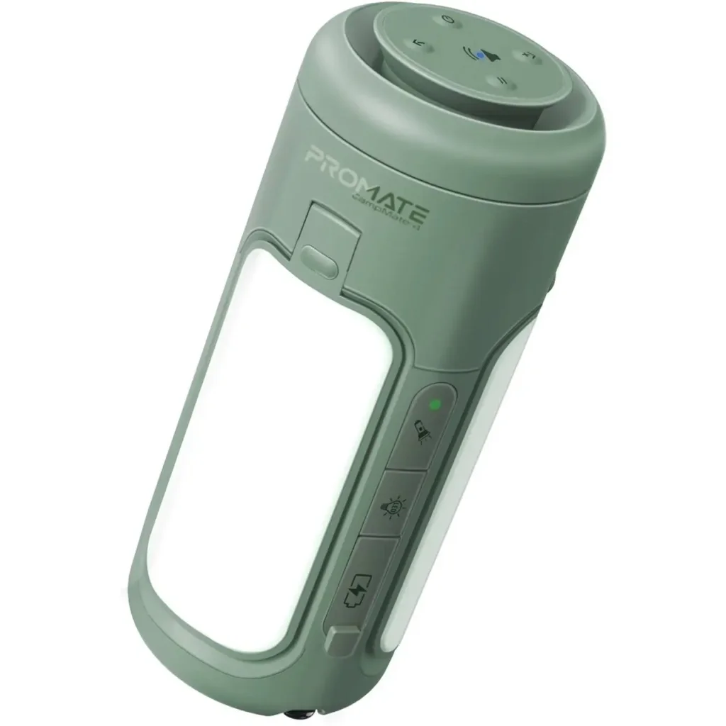 Фонарик кемпинговый Promate с Bluetooth колонкой и встроенным повербанком на 6000 мАч Green (campmate-4) UA